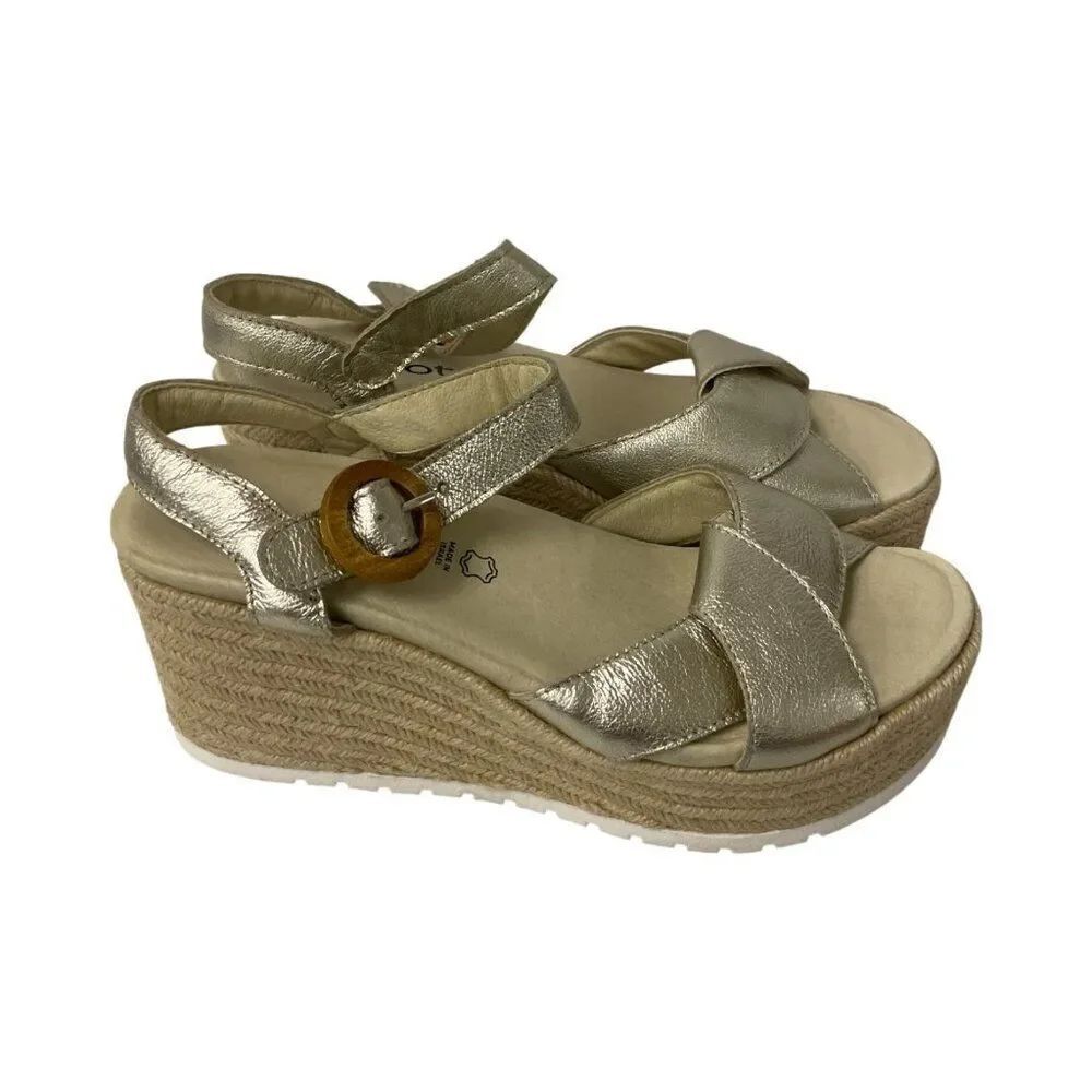 Naot Marbella Womens Sandals EU 37 US 6 Gold Radiant Leather Wedge Heels NWOB